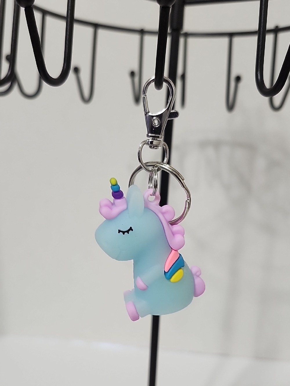 Blue Unicorn Keychain Bag Charm Zipper Pull Purple Mane Colorful Unicorn New